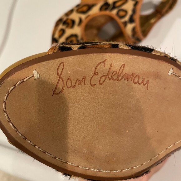 Sam Edelman Kendall Leopard Wedge Heel Sandals - Picture 4 of 6